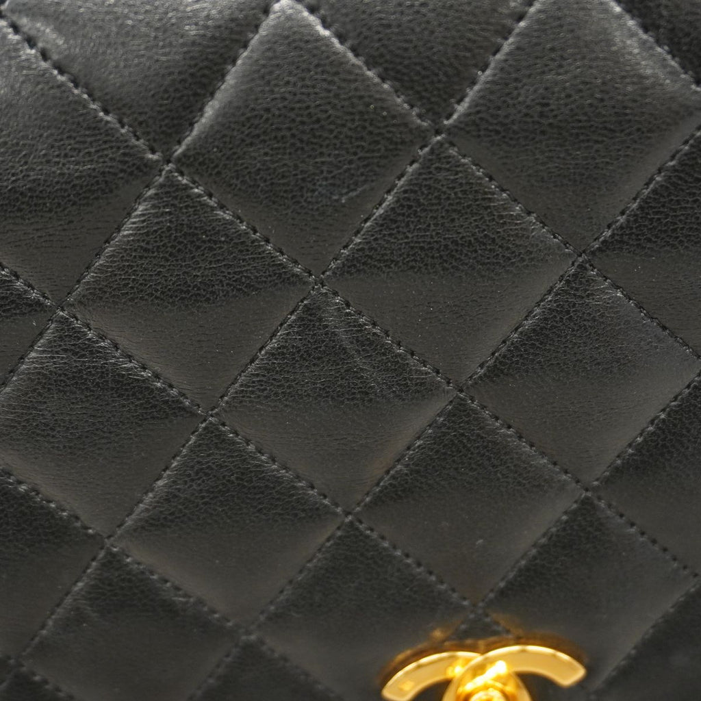 Chanel Shoulder Bag Quilted Lambskin Black Gold — view 8