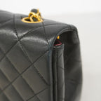 Chanel Shoulder Bag Quilted Lambskin Black Gold — view 7