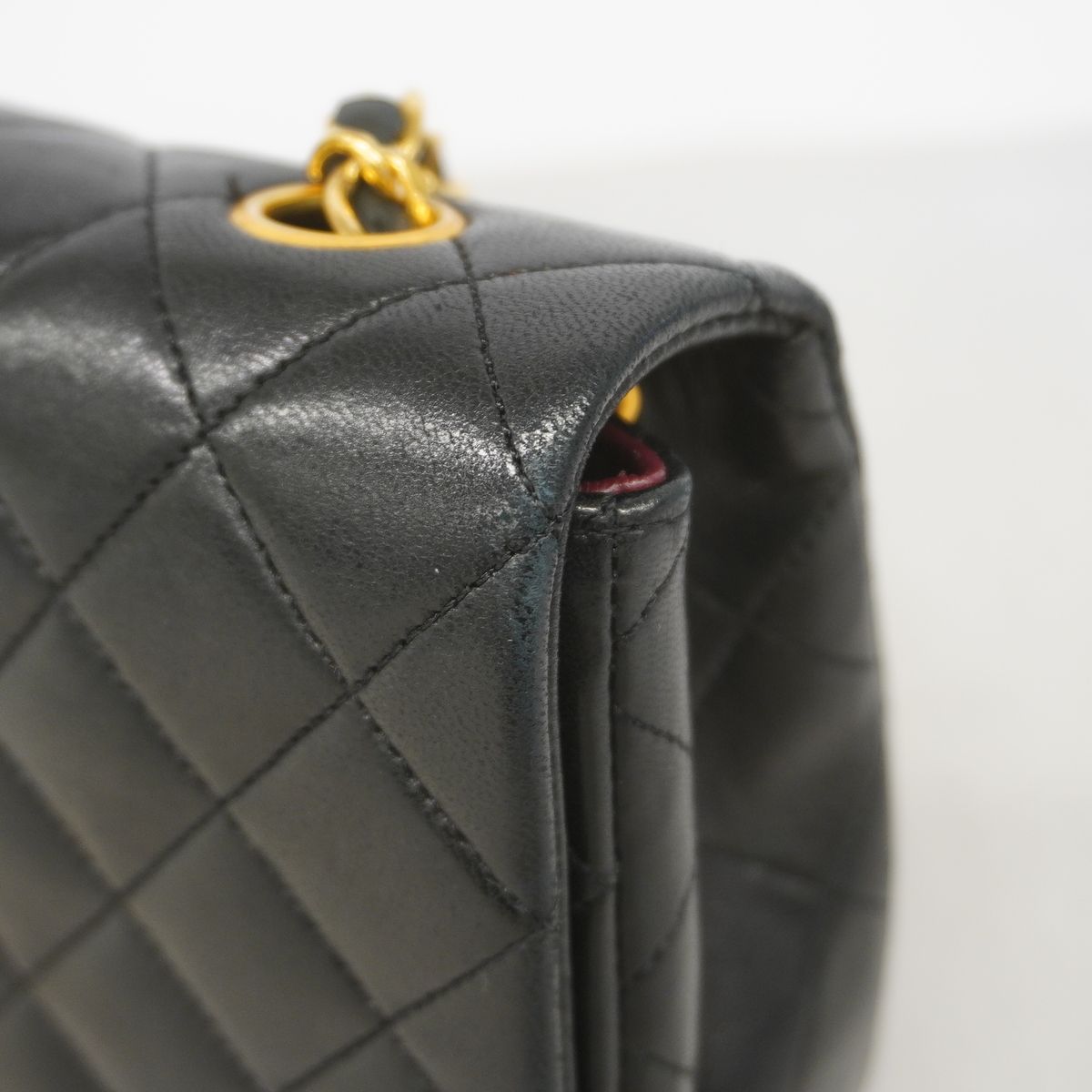 Chanel Shoulder Bag Quilted Lambskin Black Gold — view 7