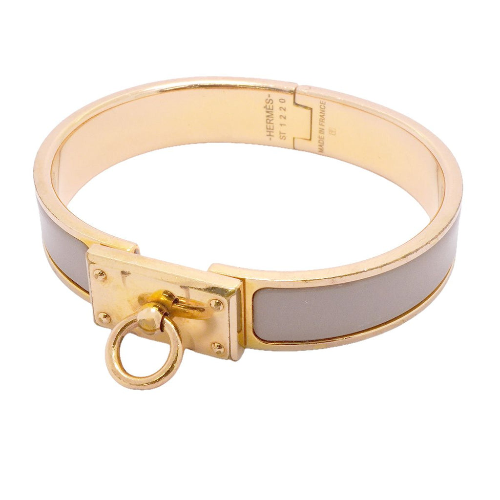 Hermes Bangle Clic Anneau Gold Plated Greige Bracelet