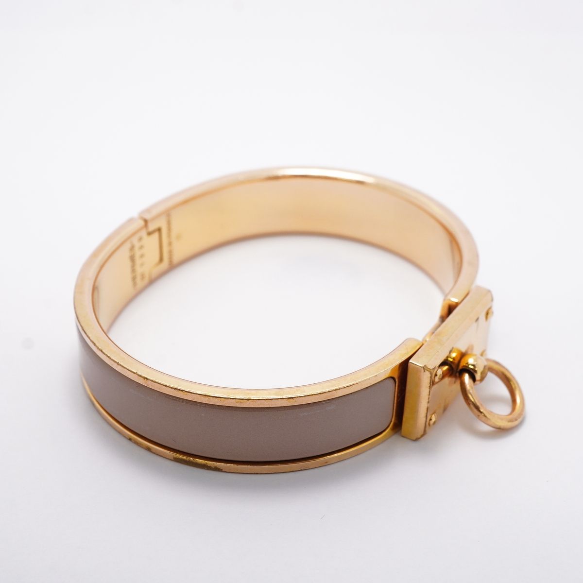 Hermes Bangle Clic Anneau Gold Plated Greige Bracelet — view 2