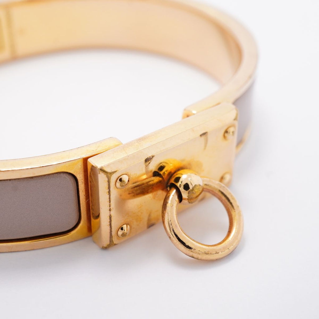 Hermes Bangle Clic Anneau Gold Plated Greige Bracelet — view 8