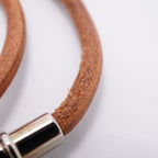 Hermes Bracelet Head Metal Leather Silver Brown — view 8