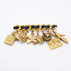 Chanel Brooch Vintage CC Logo Camellia Icon Charm Gold Plated Leather Faux — view 5