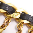 Chanel Brooch Vintage CC Logo Camellia Icon Charm Gold Plated Leather Faux — view 4