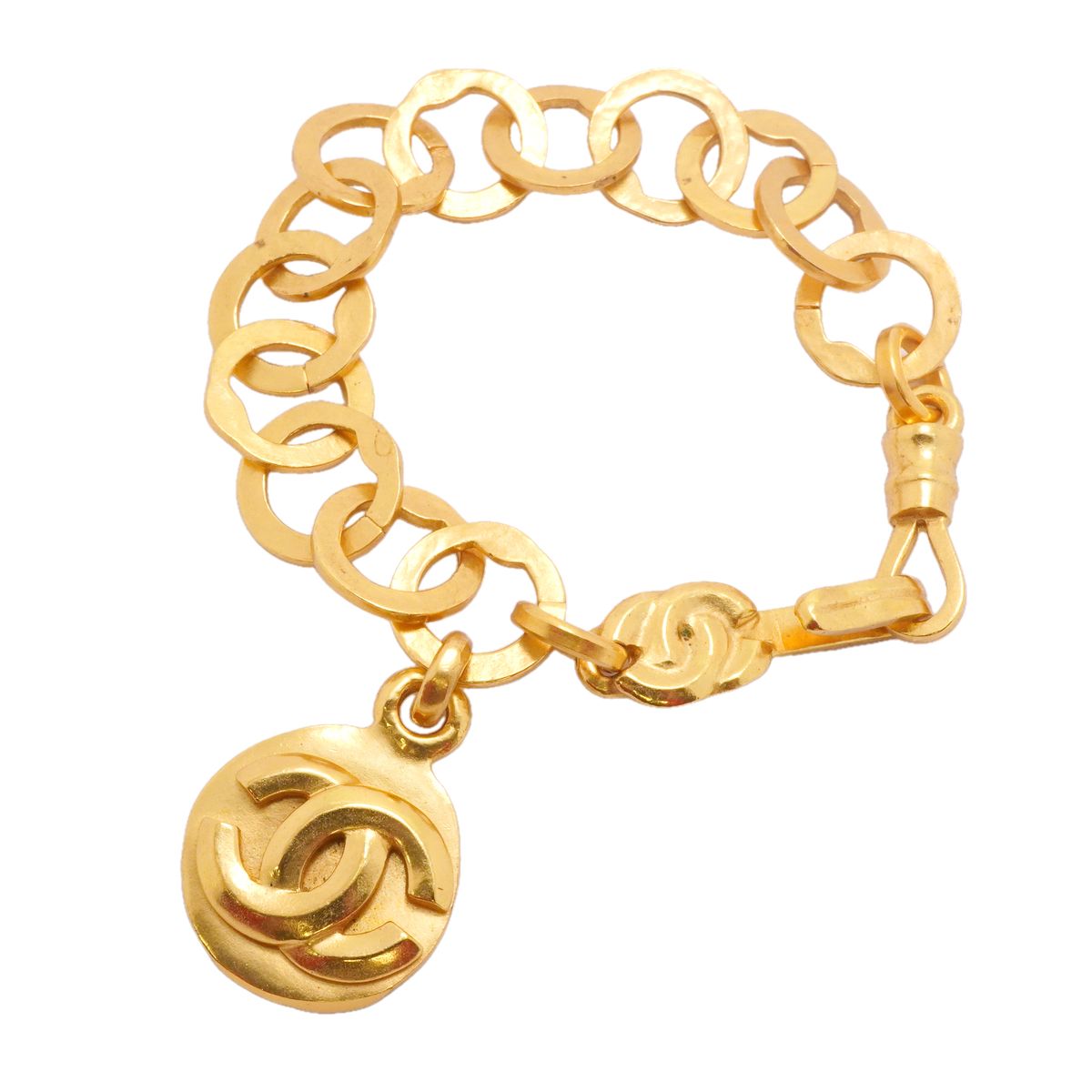 Chanel Bracelet Vintage CC Logo Round Circle Gold Plated