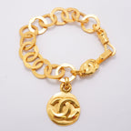 Chanel Bracelet Vintage CC Logo Round Circle Gold Plated — view 3