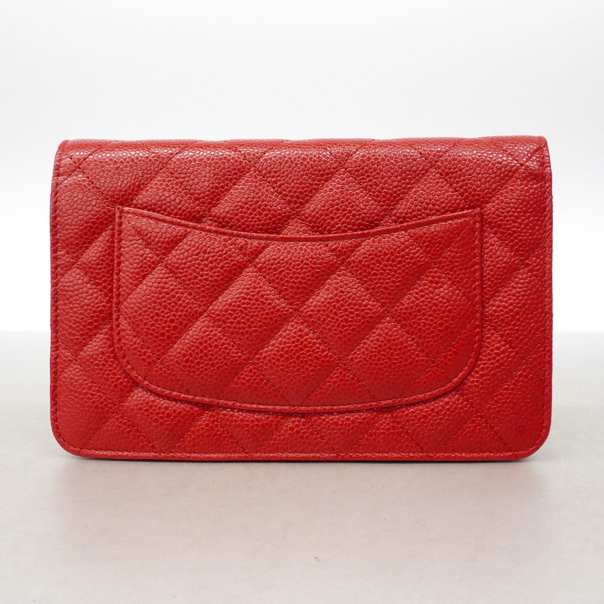 Chanel Wallet on Chain Quilted Caviar Leather Red Silver Shoulder Bag — view 8