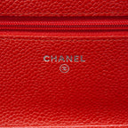 Chanel Wallet on Chain Quilted Caviar Leather Red Silver Shoulder Bag — view 5