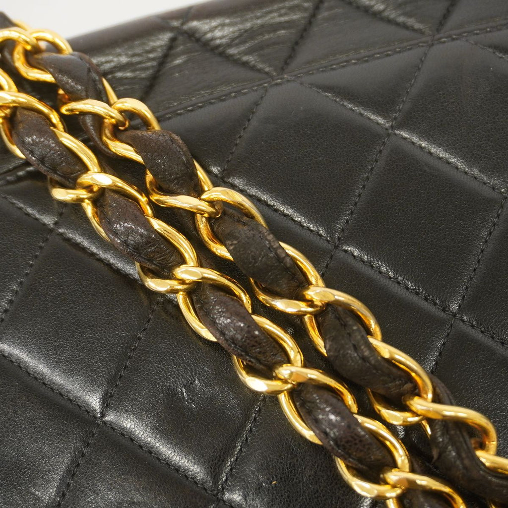 Chanel Shoulder Bag Maxi Quilted Lambskin Black Gold — view 8
