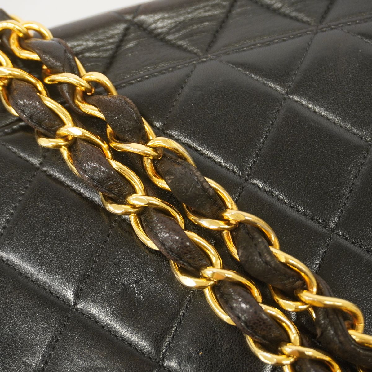 Chanel Shoulder Bag Maxi Quilted Lambskin Black Gold — view 8