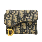 Dior Wallet Oblique Saddle Canvas Navy Gold