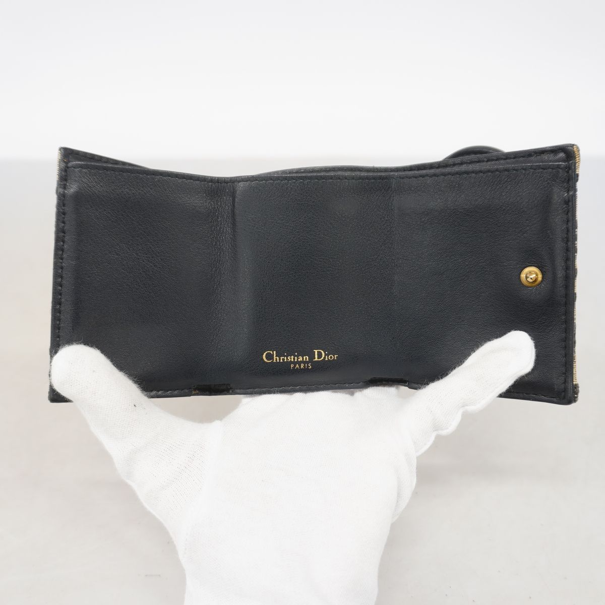 Dior Wallet Oblique Saddle Canvas Navy Gold — view 3