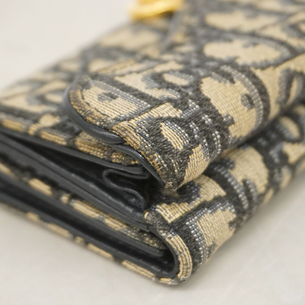 Dior Wallet Oblique Saddle Canvas Navy Gold — view 6