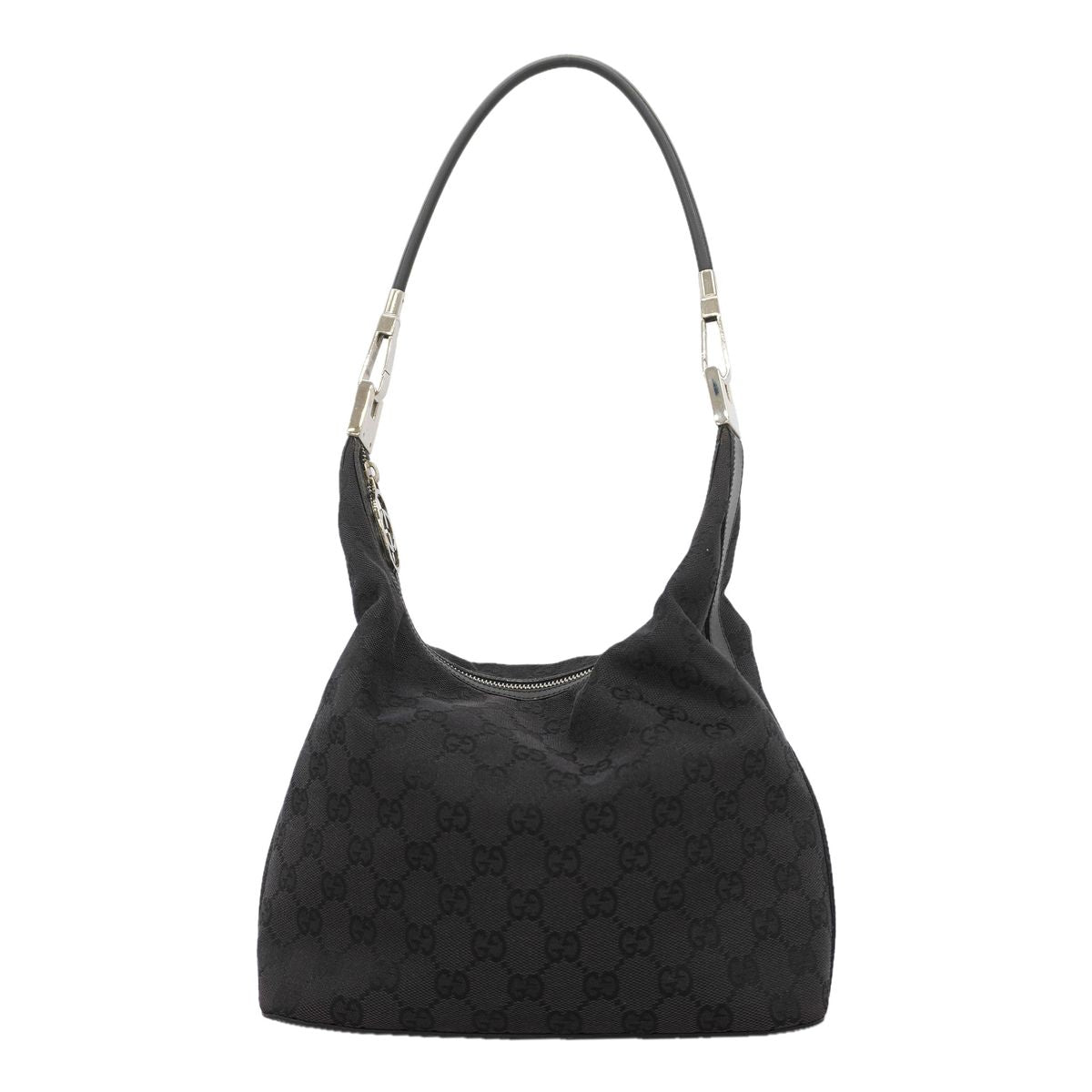 Gucci Shoulder Bag GG Canvas Black Silver