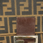 Fendi Shoulder Bag Zucca Nylon Canvas Brown Silver — view 6
