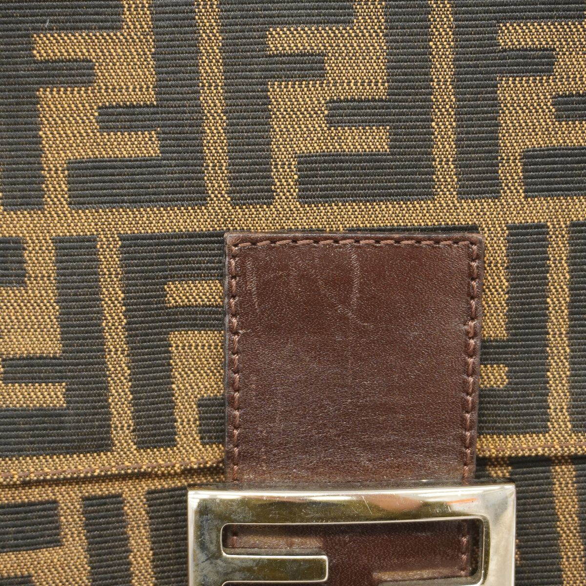 Fendi Shoulder Bag Zucca Nylon Canvas Brown Silver — view 6