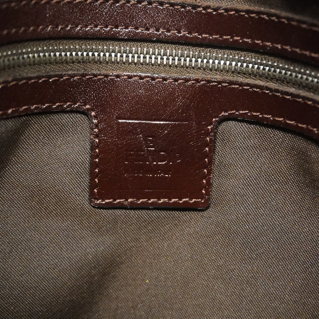 Fendi Shoulder Bag Zucca Nylon Canvas Brown Silver — view 5