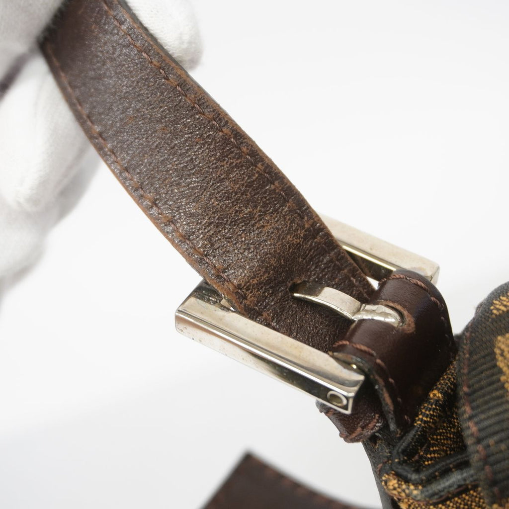Fendi Shoulder Bag Zucca Nylon Canvas Brown Silver — view 7