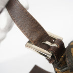 Fendi Shoulder Bag Zucca Nylon Canvas Brown Silver — view 7