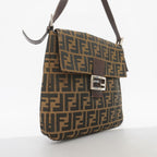 Fendi Shoulder Bag Zucca Nylon Canvas Brown Silver — view 2