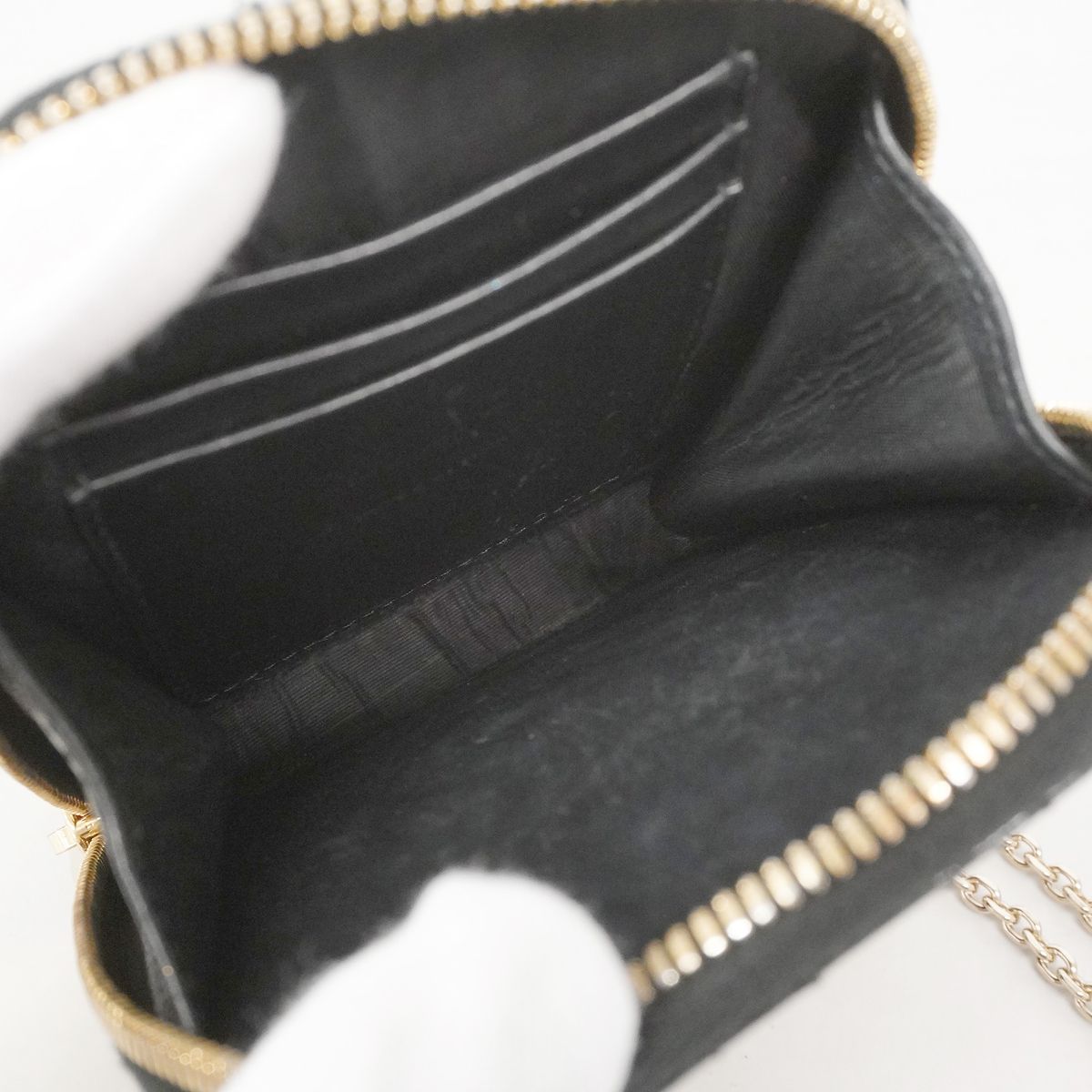 Dior Shoulder Bag Cannage Patent Black Champagne Gold — view 4