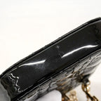 Dior Shoulder Bag Cannage Patent Black Champagne Gold — view 7