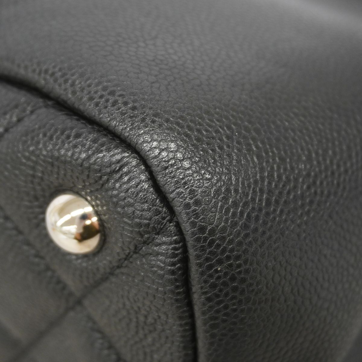 Chanel Chain Tote Bag Quilted Caviar Leather Black Silver — view 6