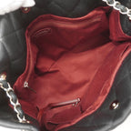 Chanel Chain Tote Bag Quilted Caviar Leather Black Silver — view 4