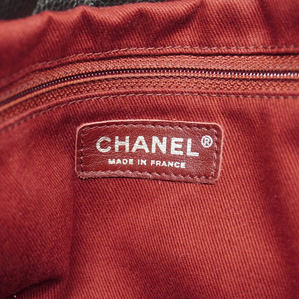 Chanel Chain Tote Bag Quilted Caviar Leather Black Silver — view 5
