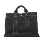 Hermes Tote Bag Deauville MM Canvas Black Silver