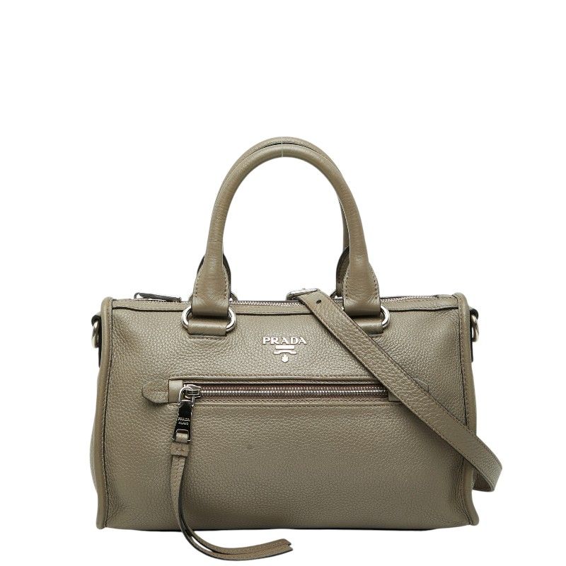 Prada Shoulder Bag Gray Leather