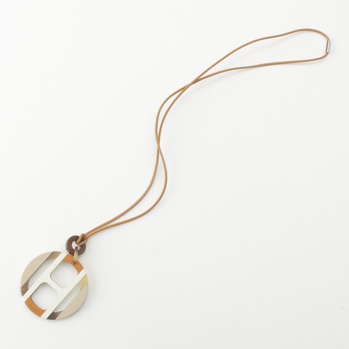 Hermes H Equipe Buffalo Horn Necklace Sable Brown — view 3