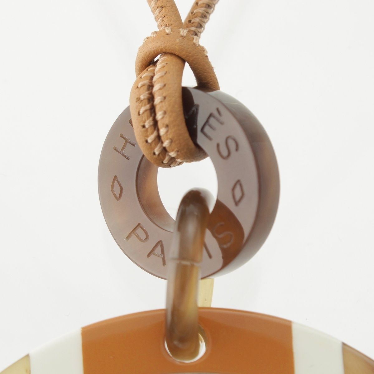 Hermes H Equipe Buffalo Horn Necklace Sable Brown — view 4
