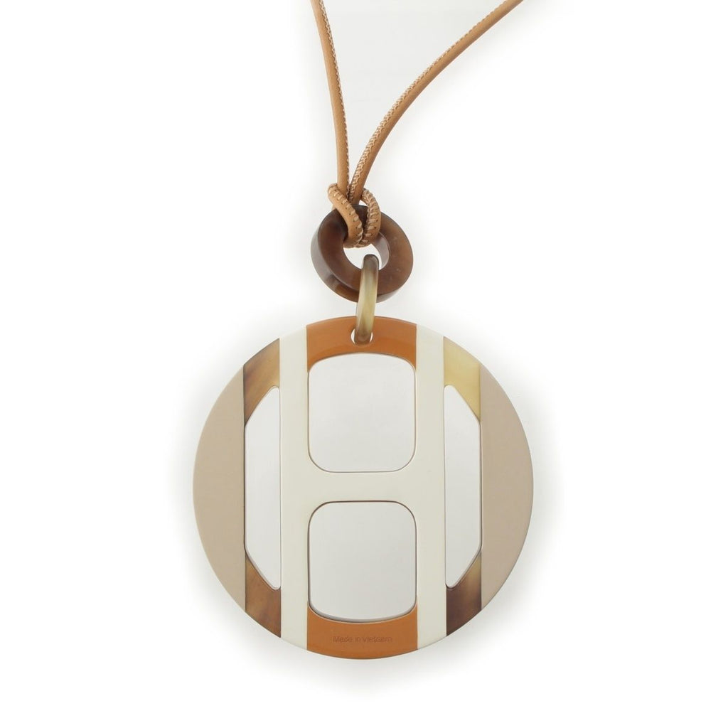 Hermes H Equipe Buffalo Horn Necklace Sable Brown — view 2