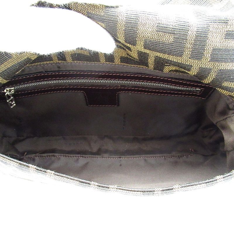Fendi Zucca Mamma Bucket Canvas Leather Handbag Brown — view 7