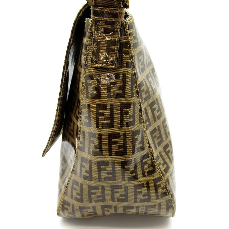 Fendi Zucchino Mamma Bucket Leather Shoulder Bag Brown — view 3