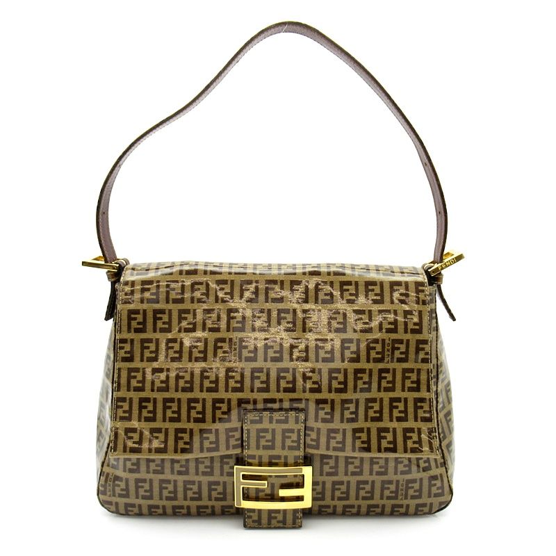 Fendi Zucchino Mamma Bucket Leather Shoulder Bag Brown