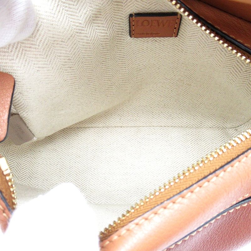 Loewe Puzzle Bag Mini Tricolor Soft Grain Calfskin Handbag Brown Pink — view 7