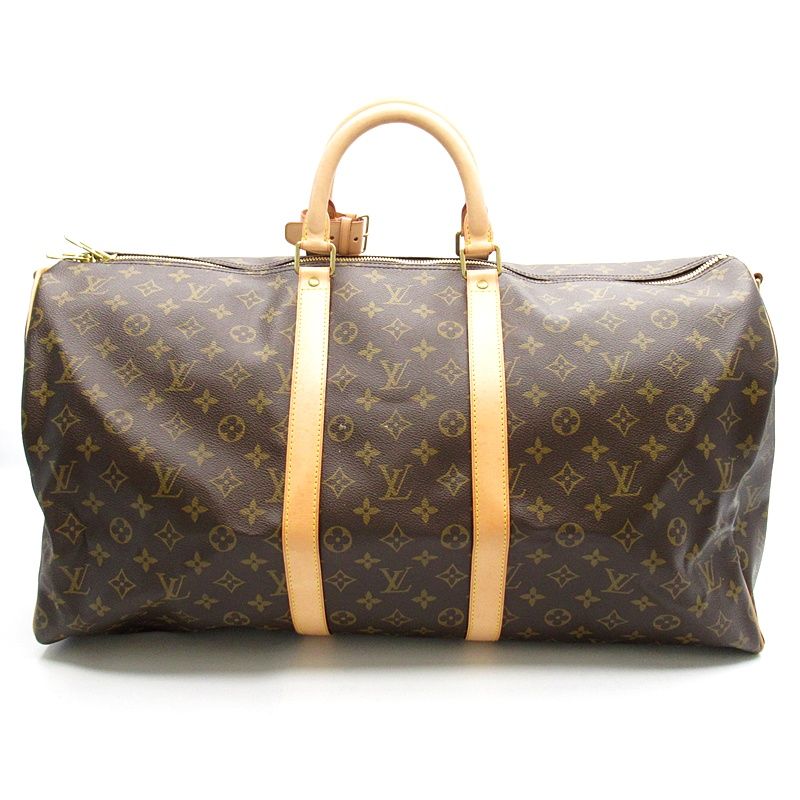 Louis Vuitton Keepall Bandouliere 55 Monogram Boston Bag Brown