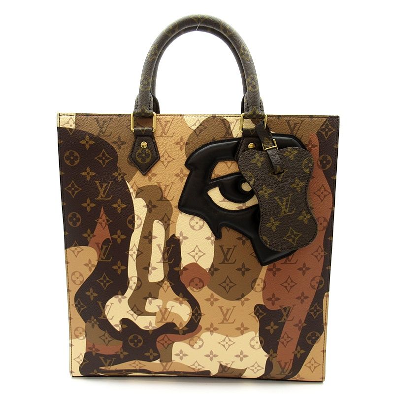 Louis Vuitton Sac Plat NV Monogram Leather Handbag Brown