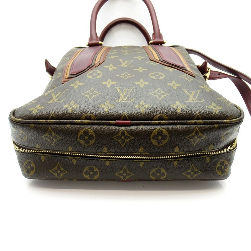 Louis Vuitton Porte Documents Vertical Monogram Leather Handbag Brown — view 6