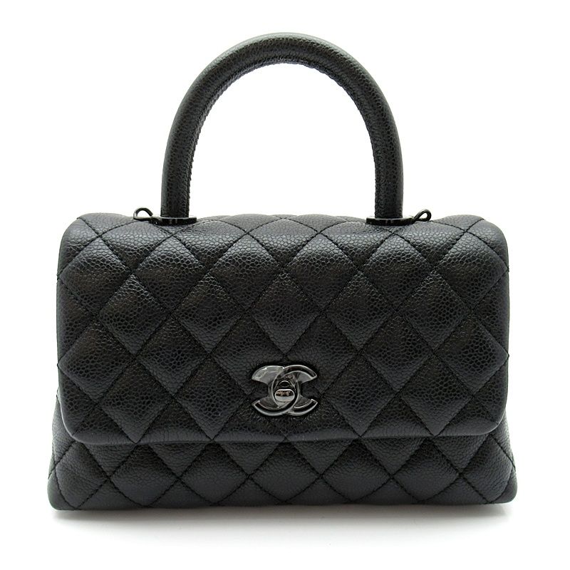 Chanel Coco Handle XS 2-Way Handbag So Black Caviar Leather