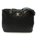 Chanel Large Shopping Caviar Leather Shoulder Bag Black