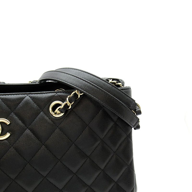 Chanel Large Shopping Caviar Leather Shoulder Bag Black — view 2