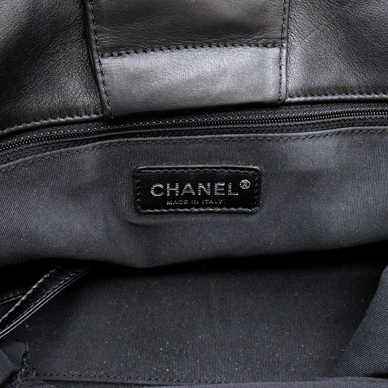 Chanel Camellia Tote Bag Canvas Leather Black — view 7