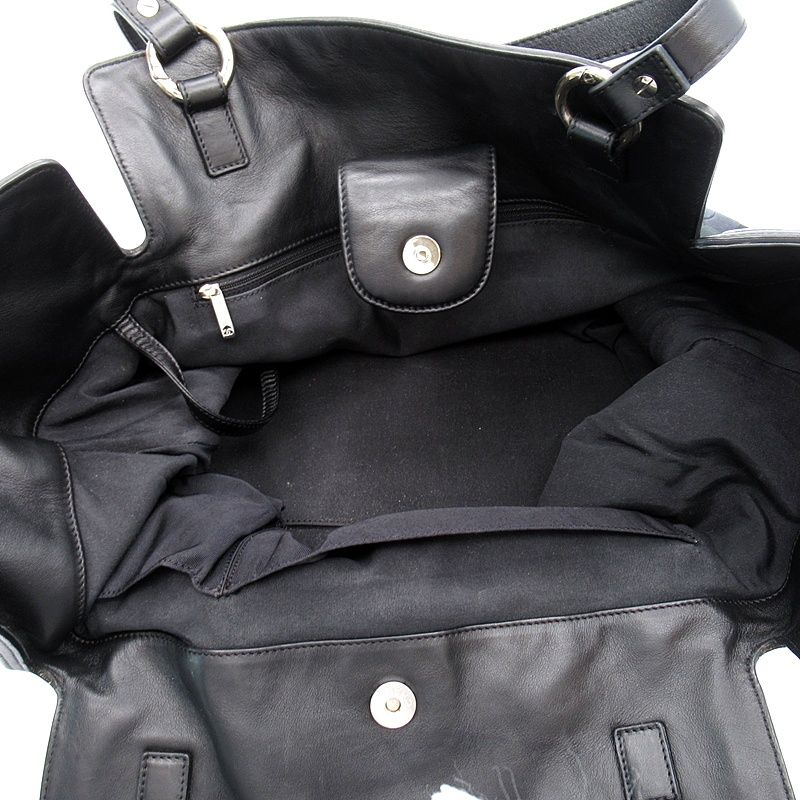 Chanel Camellia Tote Bag Canvas Leather Black — view 6