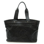 Chanel CC Logo Perforated Tote Bag Leather Black