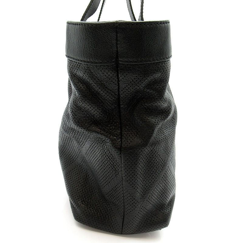 Chanel CC Logo Perforated Tote Bag Leather Black — view 5