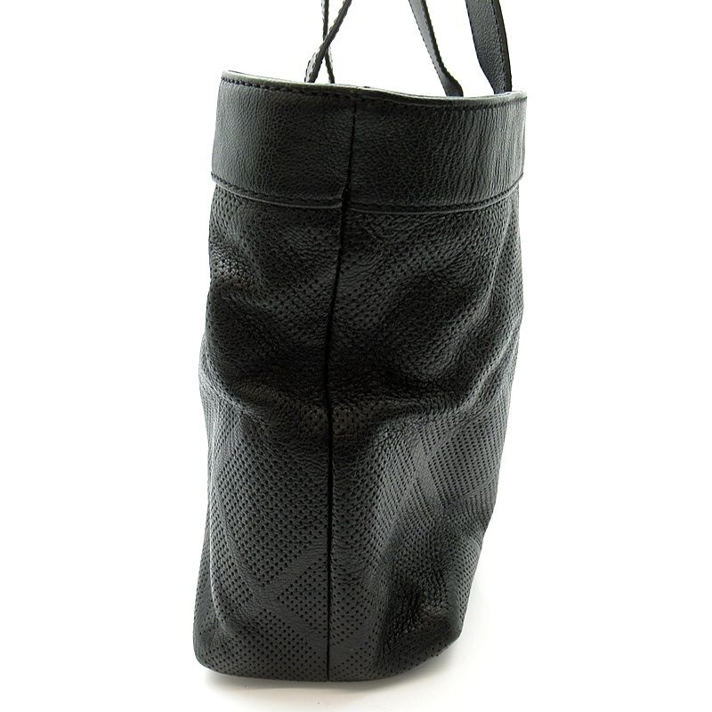 Chanel CC Logo Perforated Tote Bag Leather Black — view 3